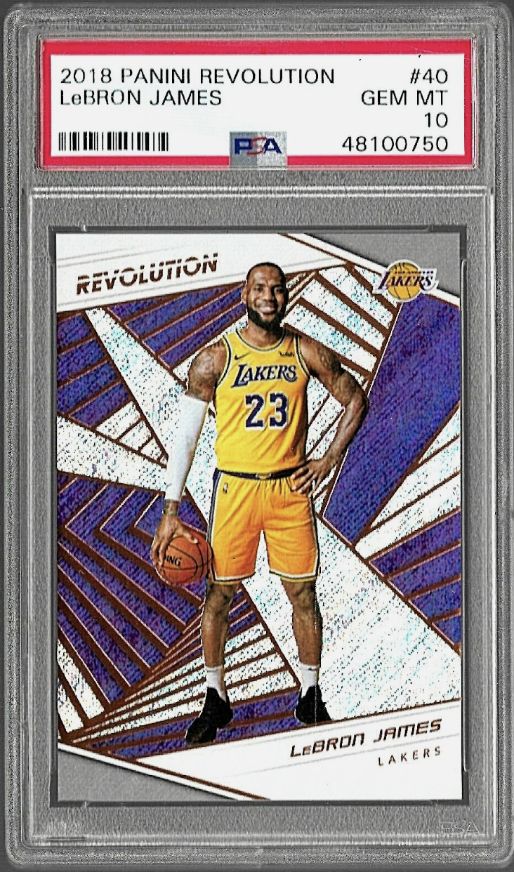 PSA graded LeBron James trading card showing the certification barcode on the slab
